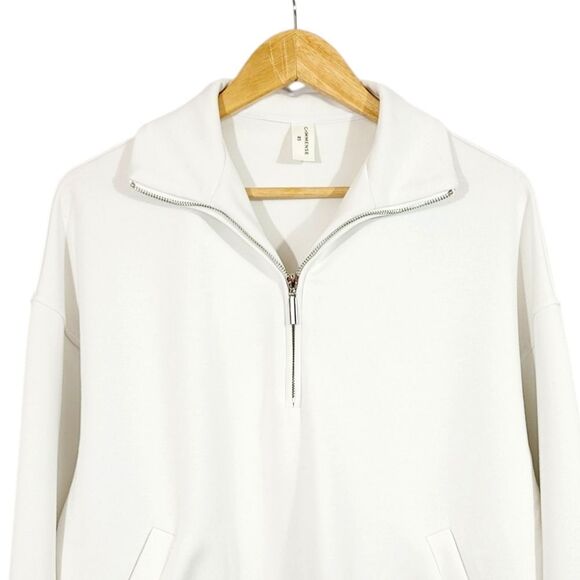 Commense Break Free Scuba Pullover Half Zip Oversize Sweatshirt in White Size XS - Picture 4 of 11